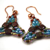 Aqua Terracotta Triangle Earrings - Thumbnail 2
