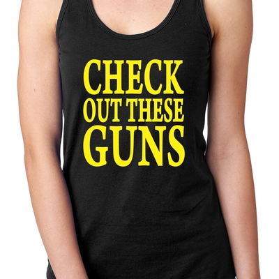 Check out these guns ladies razor back tank # 9038