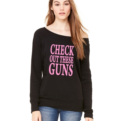 Check out these guns ladies wide neck sweatshirt # 1106