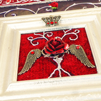 Fairytale Roses Red and Silver - triple panel  - Thumbnail 1