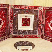 Fairytale Roses Red and Silver - triple panel  - Thumbnail 4