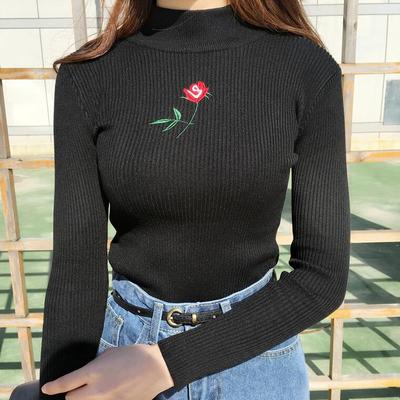 Rose embroidered sweater (2 colors) - Thumbnail 4
