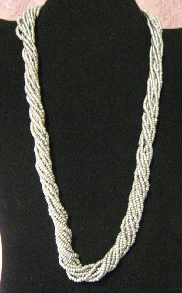 Matte Silver Seed Bead Necklace