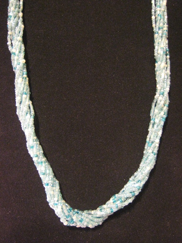 Multi-Teal Seed Bead Necklace