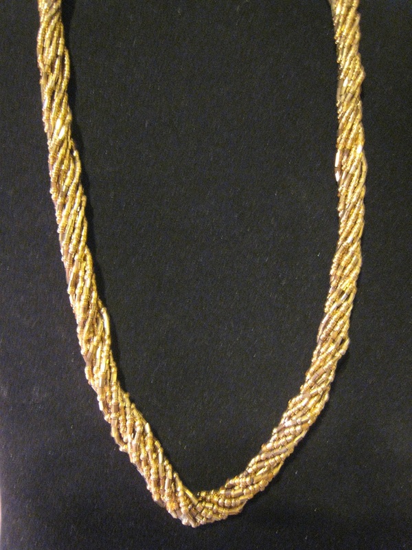 Shiny Gold Seed Bead Necklace