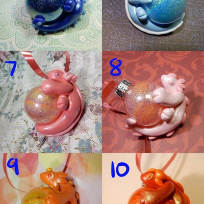 Small glitter ornament dragons