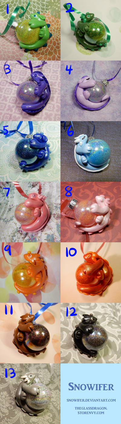 Small Glitter Ornament Dragons