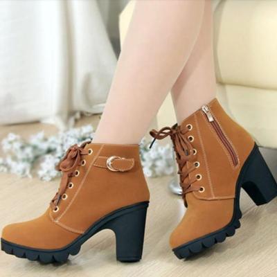 Fashion lace up side zipper buckle martin boots