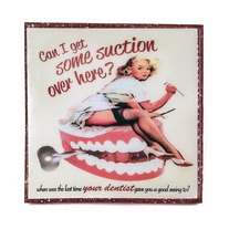 Handmade Coaster - Dentist girl pinup can I get some suction - Vintage Advertising - Handmade Recycled Tile Coaster