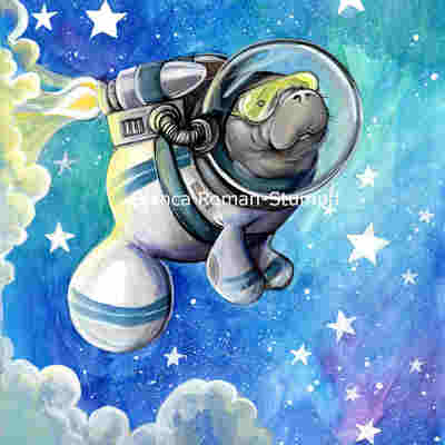 Space manatee print