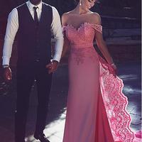Lace Mermaid Prom Dresses Formal Gowns Homecoming Dresses 8th Grade Graduation Party Dresses PG0003 - Thumbnail 1
