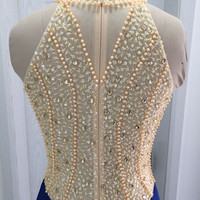 Long Beaded Halter Prom Dresses Celebrity Dresses Party Gowns PG0006 - Thumbnail 3