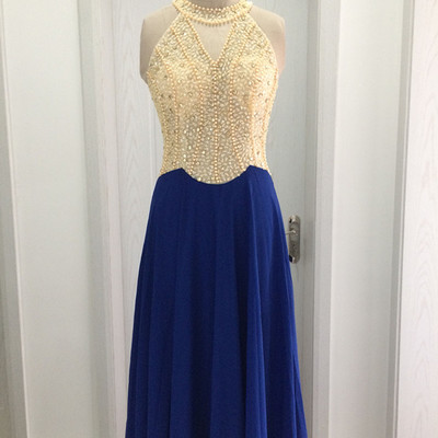 Long beaded halter prom dresses celebrity dresses party gowns pg0006