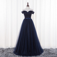 Navy Blue Prom Dresses Off the shoulder Celebrity Dresses Party Gowns - Thumbnail 1