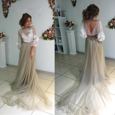 Popular prom dress, long sleeve prom dress, unique prom dress, most popular prom dress, v back prom dress, PD15327