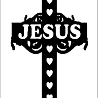 Jesus lettering on cross with hearts vinyl decal outdoor color vinyl - Thumbnail 1
