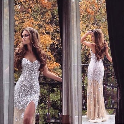 Champagne prom dress, heavy beaded prom dress, sweetheart neckline prom dress, shinning gorgeous prom dress, evening dress, pd15019