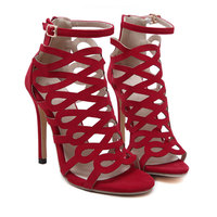 Peep-Toe Hollow-Out Back Zipper Ultra High Heels Sandals - Thumbnail 1