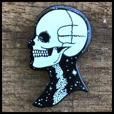 Space silhouette male glow in the dark enamel pin 132