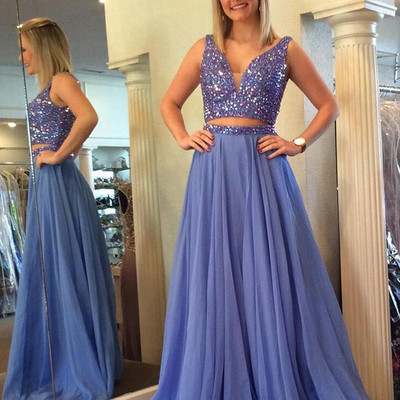 Two pieces charming beading charming prom dress, sexy prom dress,charming prom dress, long prom dress,prom dresses, elegant prom dress, prom dress z26