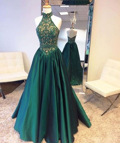 Halter Dark Green Beading Charming prom dress, sexy prom dress,Charming prom dress, long prom dress,prom dresses, elegant prom dress, prom dress Z29