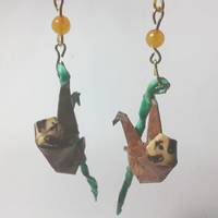 Origami Sloth Earrings: Stick or Circle - Thumbnail 3
