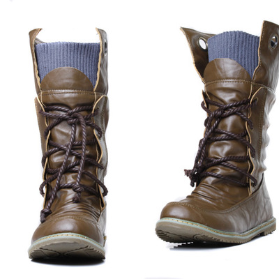 Rough style retro wrinkle lace up boots - Thumbnail 5