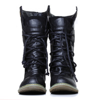 Rough Style Retro Wrinkle Lace Up Boots - Thumbnail 3