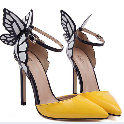 Dreamed butterfly pointed color matching high-heeled sandals
