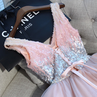  A-line v neck sequins short prom dress,formal dresses - Thumbnail 3