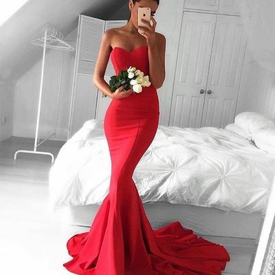 2017 prom dress, mermaid prom dress, red prom dress, sweetheart sexy prom dress, bd146081
