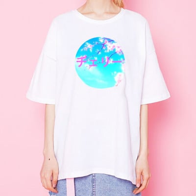 Vaporwave sakura tee ( 2 color )