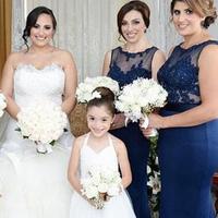 Stylish Halter Bridesmaid Dress, Open Back Mermaid Bridesmaid Dress, Navy Blue Bridesmaid Dress with Lace Beading, BD14329 - Thumbnail 3