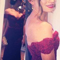 Burgundy  off shoulder long prom dress,formal dress,bridesmaid dress - Thumbnail 1