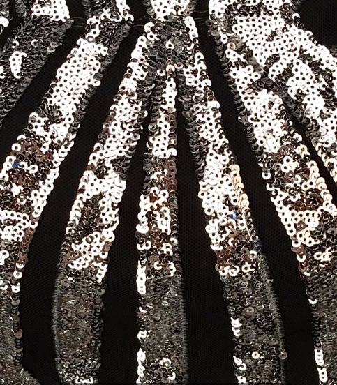 Black Geometric Sequined and Mesh Bodycon Dress