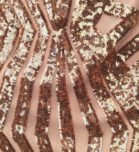 Gold Geometric Sequined and Mesh Bodycon Dress