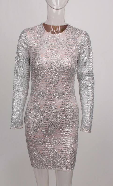 Silver Geometric Bodycon Dress