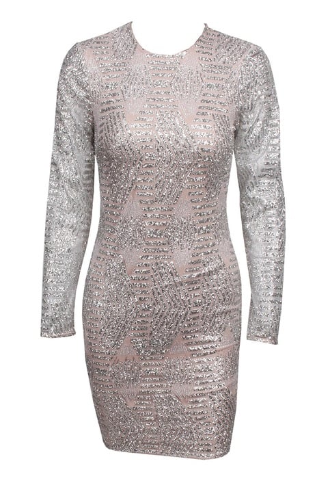 Silver Geometric Bodycon Dress