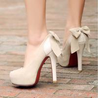 Sexy Bowknot Round Head Splicing High Heels - Thumbnail 2