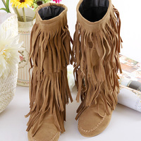 Hot Style Multi-Layered Tassel Leisure Short Boots Shoes - Thumbnail 2