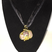 Gold Rose Quartz Ribbon Necklace