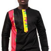 Men's African Fashion wear Kente  Multicoloured Long Sleeve Shirt Men's Fashion Men's wear Men's Clothing  - Thumbnail 1