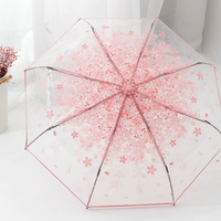 Sweet cherry blossom transparent folding umbrella - Thumbnail 1