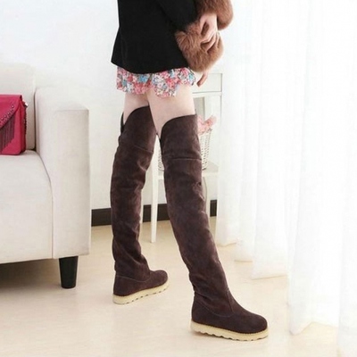 Fashion women's 2 colors over the knee flat heel warm autumn winter long boots size 38-40 - Thumbnail 5
