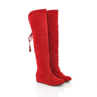 Classical Flat Thick Fur Snow Knee-High Increased Boots - Thumbnail 4