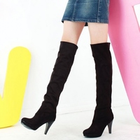 Women's Shoes Stretchy High Heels Boot Four Size Black Brown Sexy - Thumbnail 2