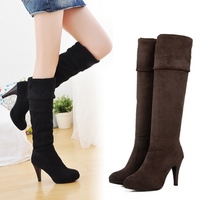 Women's Shoes Stretchy High Heels Boot Four Size Black Brown Sexy - Thumbnail 3
