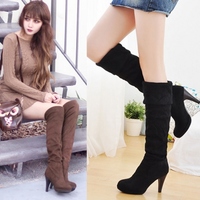 Women's Shoes Stretchy High Heels Boot Four Size Black Brown Sexy - Thumbnail 4