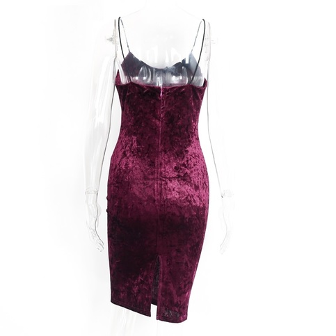 Velvet Split Bodycon Dress