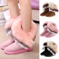 Fashion New Women's Autumn Winter Snow Boots Ankle Boots Warm Synthetic Fur Shoes 3 Colors - Thumbnail 1